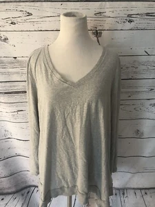NWT Style & Co V-neck Peasant Knit Tunic Top Sz PL Light Gray Tab Sleeve Blouse - Picture 1 of 6