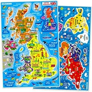 World And United Kingtom Wooden Puzzles Set of 2 - Picture 1 of 2