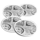 4x Round Stickers 10 cm - BW - World Map with Travel Stamps  #39450