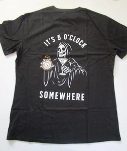 T-shirt uomo taglia XL Its 5 O'Clock Somewhere Reaper manica corta nera chicyea - Foto 1 di 13