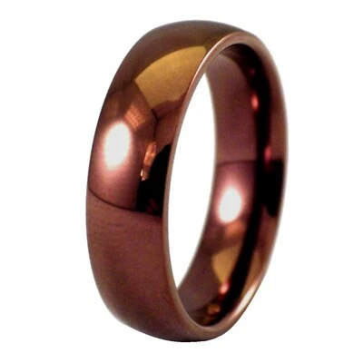 Coffee Ring Mens Womens Copper Color Stainless Steel 4mm Minimalist Wedding Band - Image 1 of 4