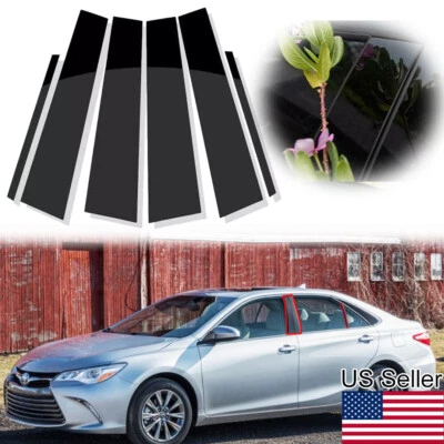 6Pcs Glossy Black Pillar Posts Window Door Cover Trim For Toyota Camry 2012-2017 - Image 1 of 4