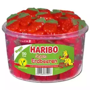 Haribo Vegan Riesen-Erdbeeren, Fruchtgummi, mit 2 x 150 Stück - Bild 1 von 1