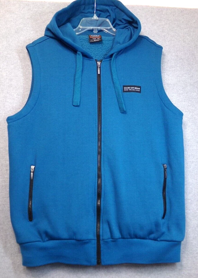 Golden Gate National Parks Conservancy Hooded Vest Mens Teal Blue 2XL San Fran - Image 1 of 4