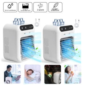 Mini Air Conditioner Quiet Desk Fan Desktop Humidifier Fan Evaporative Cooler - Picture 1 of 14