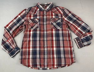 Levi's Hemd Herren XL rot weiß blau Perlen Druckknopf Tartan kariert Western Freizeit - Bild 1 von 8