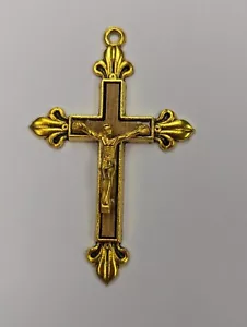 HOLZINTARSIEN goldfarben Kruzifix Anhänger Kreuz goldfarben - Größe: 2 cm hoch - Bild 1 von 3