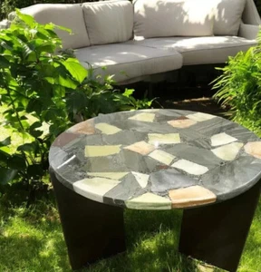 Agate Stone Table | Round Sofa Table | Custom End Table | Home Decor Furniture - Picture 1 of 10