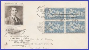USA4 #1123 ADDR ARTCRAFT FDC BL4 Fort Duquesne - Imagen 1 de 1