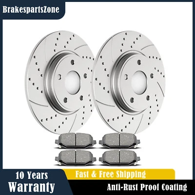REAR Brake Rotors Pads fit for Dodge Grand Caravan 2012-2020 Drilled Slotted - Image 1 of 4