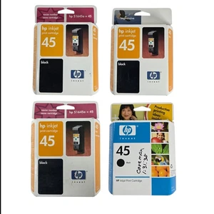 4 Genuine HP 45 51645a Black Ink Factory Sealed Boxes. Expired 2002, 2003, 2006 - Picture 1 of 9
