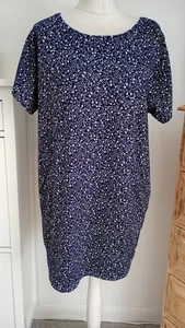 White stuff blue shift tunic short sleeve dress ink blue with pockets Size 14 - Picture 1 of 7