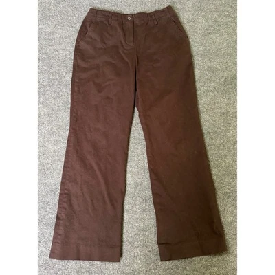 Женские эластичные хлопковые брюки Brooks Brothers размер 10 коричневые широкие штанины - Изображение 1 из 4