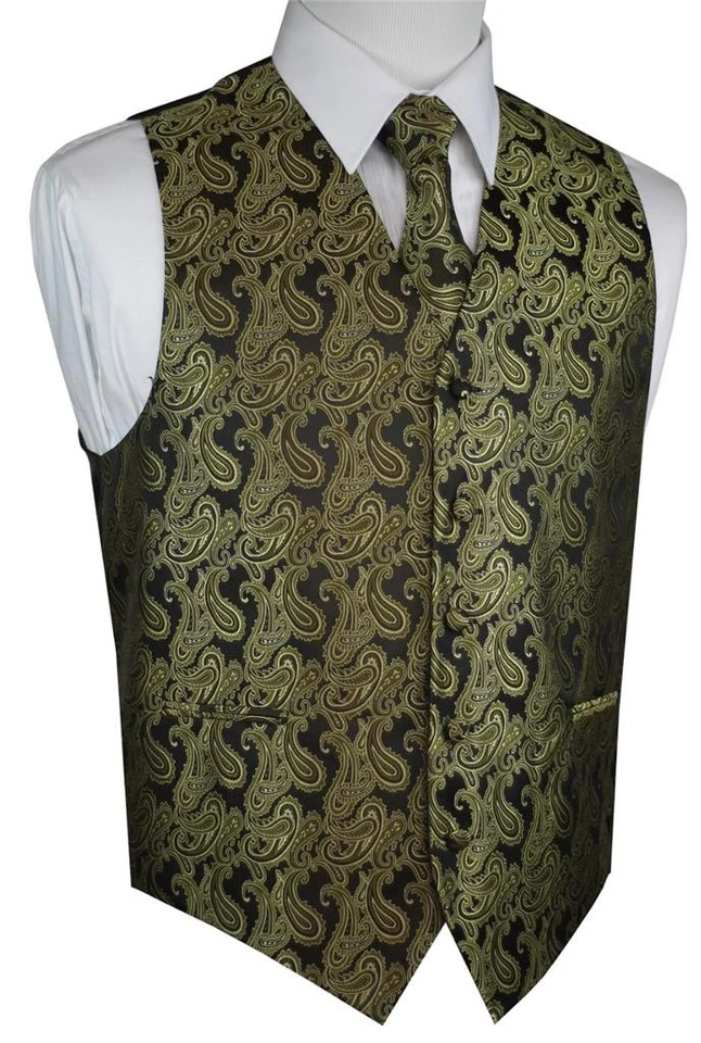 Men's Paisley Formal Tuxedo Vest, Tie & Hankie. Wedding, Prom, Cruise - Image 1 of 1