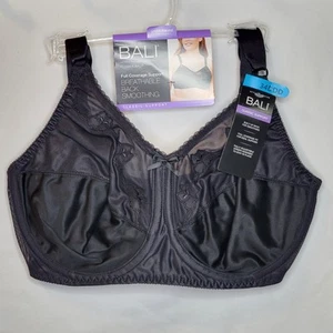 Bali Bra 34DDD Flower Comfort-U Midnight Black 0180 Underwire New w Tags - Picture 1 of 5