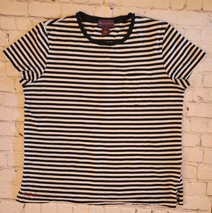 Ralph Lauren Purple Label Women's Striped T-Shirt White Blue Nautical Coastal L - Picture 1 of 13