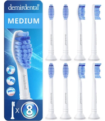 Lot of 8 Demirdental Medium Brush Heads for Philips Sonicare Proresults White - Image 1 of 4