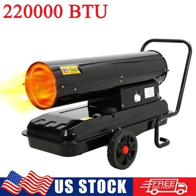Calentador de aire forzado de queroseno diésel portátil 220000BTU interior exterior tanque de 13,7 gal Foto 1 de 4