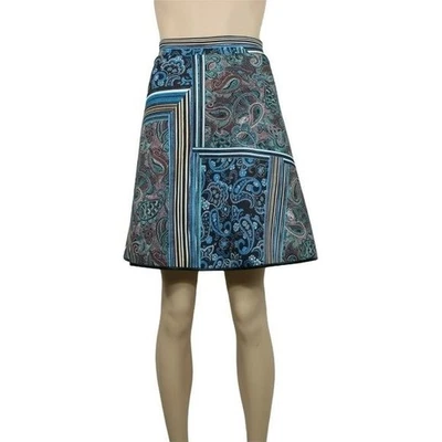 Clover Canyon NWT Blue Skirt Knee Length Paisley Stripe Aline Small - Image 1 of 4
