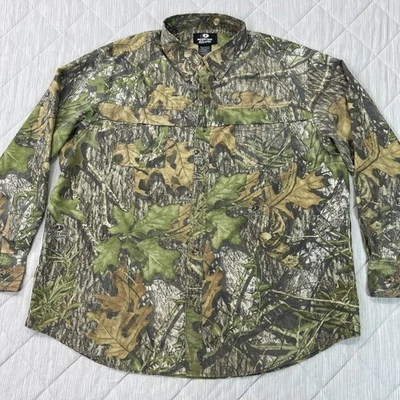 Camisa Mossy Oak Obsession para Hombres 2XL Camuflada Ligera Pesca Abotonada Manga Larga Foto 1 de 4