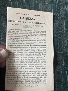 Kareeza Dies von der Ehe Broschüre von Alice Stockham - Bild 1 von 3