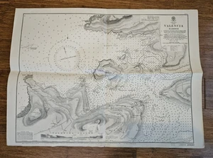 Vintage Antique Nautical Map Valencia Harbour Navigation Maritim Sailing - Picture 1 of 13