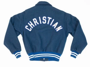 Vintage 80s Wool Varsity Letterman Jacket Christian College Sz 42 M Fordham - Picture 1 of 23