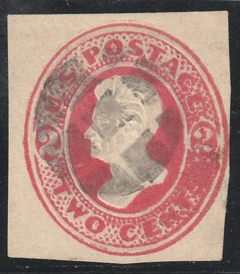 USA  1874 stationery cut square, 2C. vermillion printing ERROR,  type U38 - Image 1 of 3