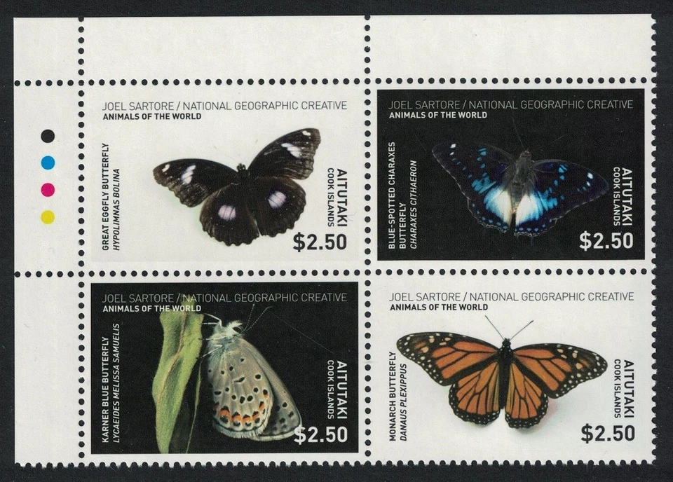 Aitutaki Butterflies Block of 4 NZ$10 2017 MNH SG#869-872 MI#992-995 - Image 1 of 1
