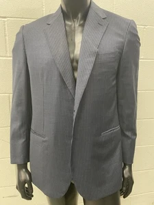 Brioni Suit Hand Tailored In Italy Wool/silk Blend Navy Blue W/stripes 44R/38 - Picture 1 of 22