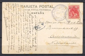POSTAGENT AMSTERDAM-BATAVIA 14-3-1916 (Las Palmas Alameda) AMSTERDAM At7 - Imagen 1 de 2