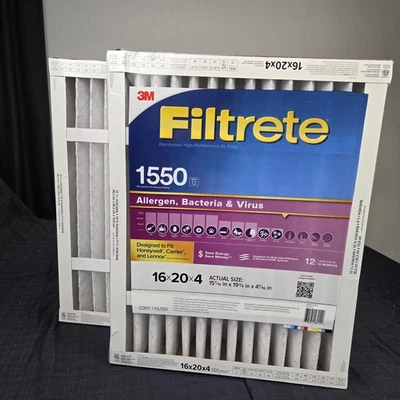 3M Filtrete 16x25x4 Air Filter, MPR 1550, MERV 12 - 2 Filters CP - Image 1 of 4