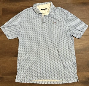 Greg Norman Polo Shirt Mens XXL Blue White All Over Print Golf Active Pre-Owned - Picture 1 of 9