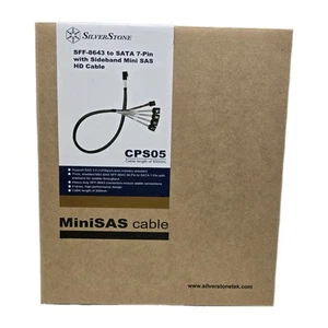Silverstone CPS05 SFF-8643 to SATA 7pin with Sideband Mini-SAS HD Cable - NEW - Picture 1 of 4