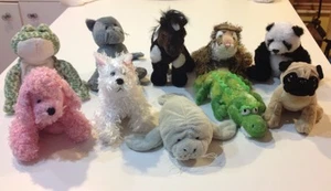 LOT 10 Webkinz Plush Stuffed Animal Toy Cat Panda Pug Manatee Yorkie Walrus Frog - Picture 1 of 4