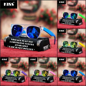 NEW MENS WOMENS FASHION FLAT TOP SUNGLASSES RETRO VINTAGE STYLE NEON 2TONE CLEAR - Picture 1 of 5