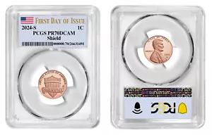 2024 S Shield Lincoln Cent Proof PCGS PR-70 First Day of Issue 1C DCAM Presale - Picture 1 of 1