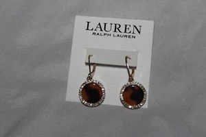 Lauren Ralph Lauren Gold Tone Disk Drop Earrings - Picture 1 of 3