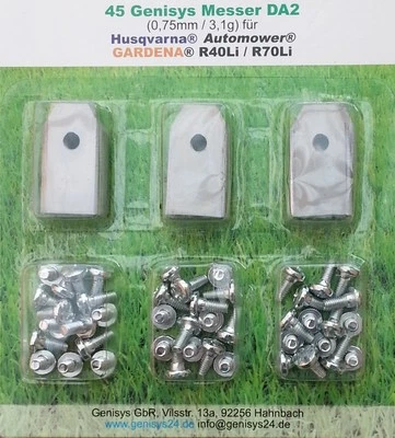 45 Ersatz-Messer Qualitäts-Klingen Husqvarna Automower 330X 0,75mm + Schrauben - Bild 1 von 2