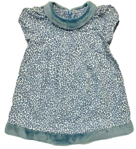 LULI & Me Baby Girls 18 Months Blue Leopard Dress with Faux Fur Trim - Picture 1 of 5