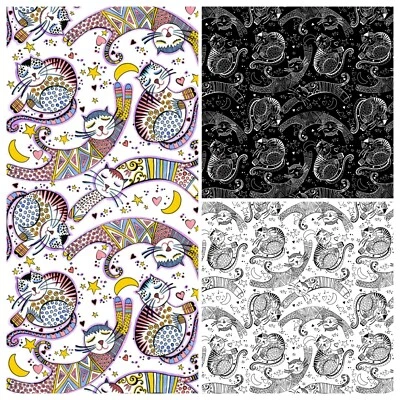 Feline Drive Fabric Fat Quarter Bundle - MYSTI-CATS Camelot Fabrics - 3 FQs - Image 1 of 4