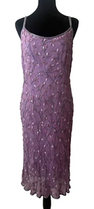 Vintage Monsoon Twilight Lavender Sequin Dress Silk Size 10 - Picture 1 of 10