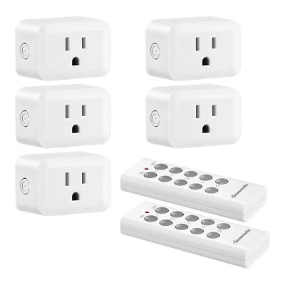 DEWENWILS Wireless Remote Control Outlet,Remote Light Switch,2 Remote 5 Outlets