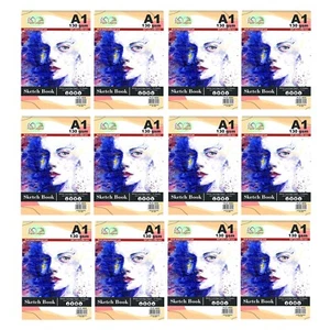 12 x A1 Sketch Pad White Paper Book Drawing Artist Sketching Doodling Painting - Picture 1 of 14