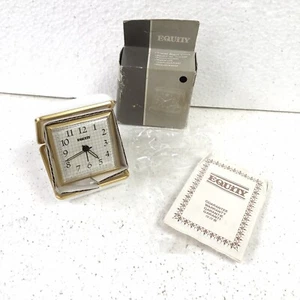 Vintage EQUITY Travel Alarm Clock Fold Up Style in Case - Works New - Picture 1 of 13