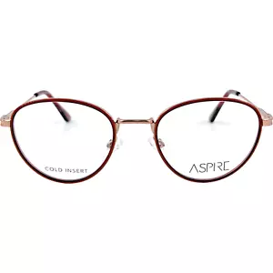 Aspire Unbothered Womens Metal Eyeglass Frame Brick Transparent Gold 51-20 Round - Picture 1 of 5
