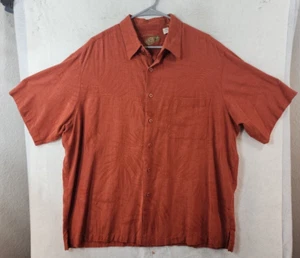 Caribbean Mens XL Orange Floral Short Sleeve Button Up Shirt - Picture 1 of 12