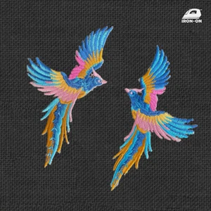 2pc Phoenix Bird Embroidered Patch Cloth Iron On Applique craft sewing #2697 - Picture 1 of 2
