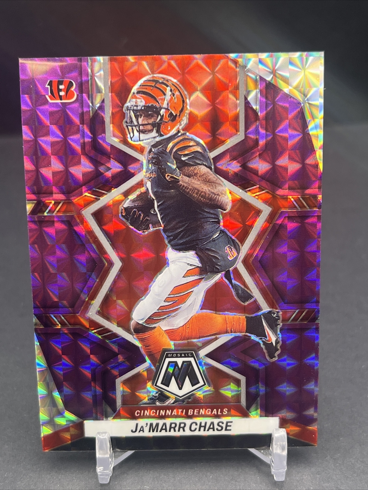 2022 Mosaic Football Ja'Marr Chase #41 Purple Prizm 01/49 Bengals TF2