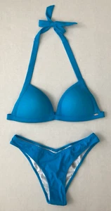 PINK Victorias Secret Bikini 2pc M PushUp Triangle Top S Brazilian Bottom Teal - Picture 1 of 23